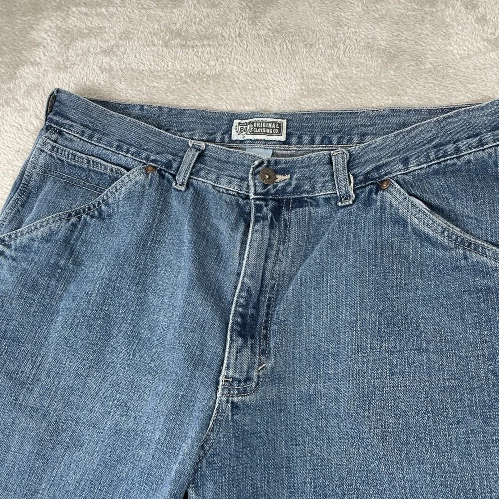 Route 66 Carpenter Shorts Mens 38 Blue Denim Utility Workwear Y2K Baggy
